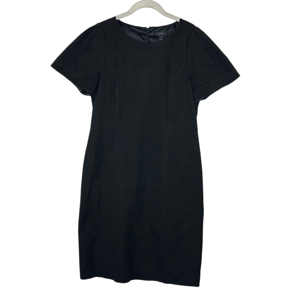 J. Crew Womens Black Flared Short Sleeve Paneled Sheath Business Dress Sz 14